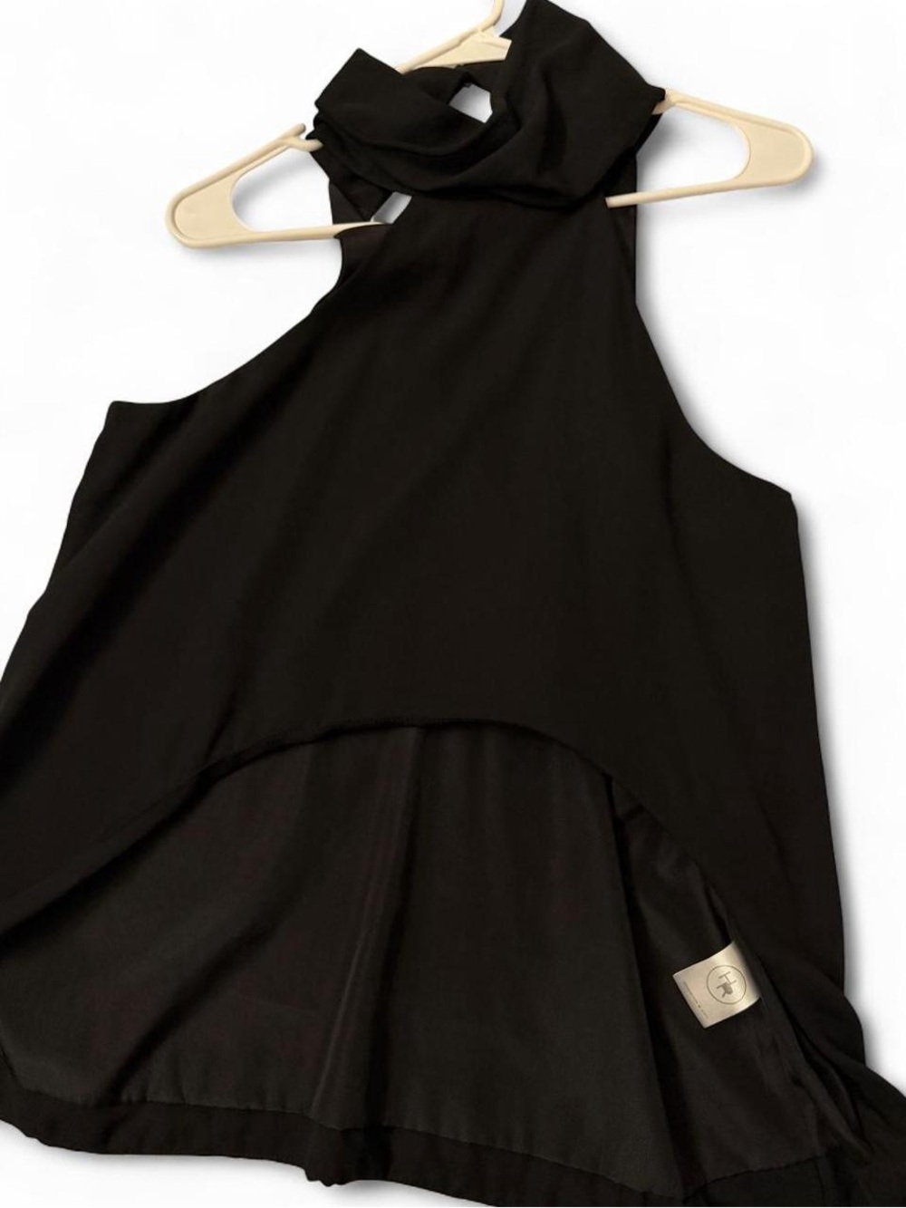 Black High-Neck Layered Halter Tank Top